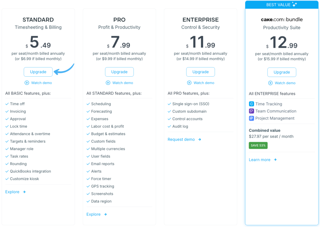 Clockify pricing