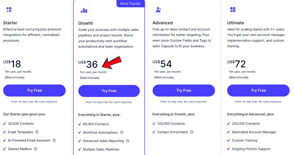 capsule crm pricing