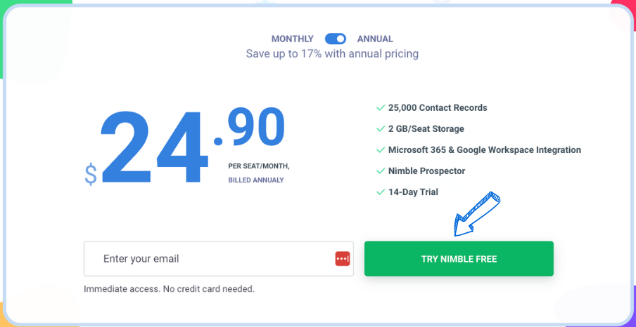 Nimble CRM pricing