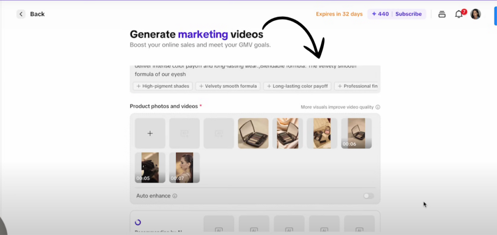 capcut commerce pro generate marketing videos