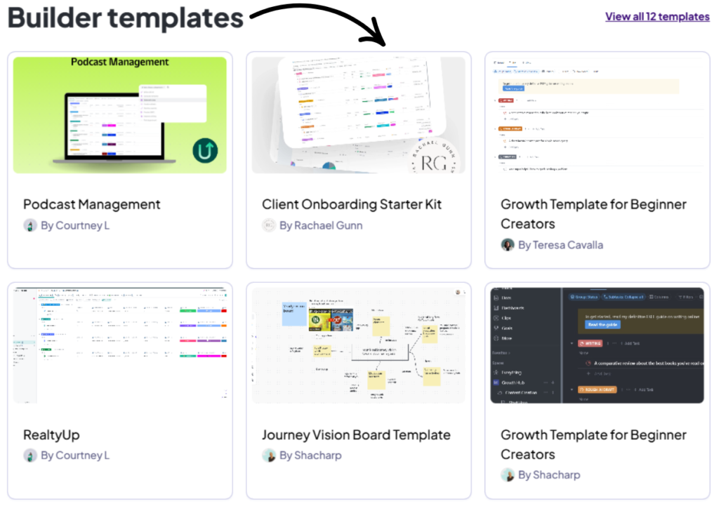 clickup builder templates