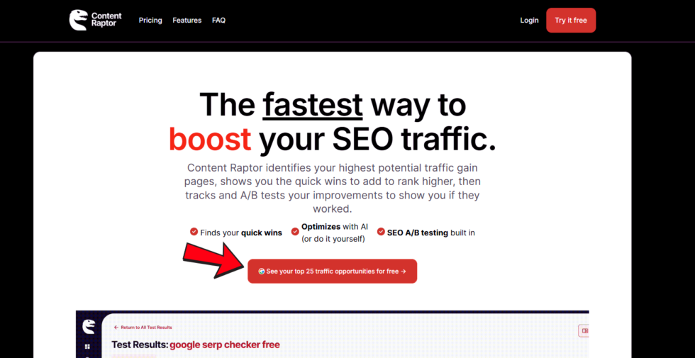 How to Use Content Raptor: Optimize Faster in 2026 4 Content Raptor Homepage
