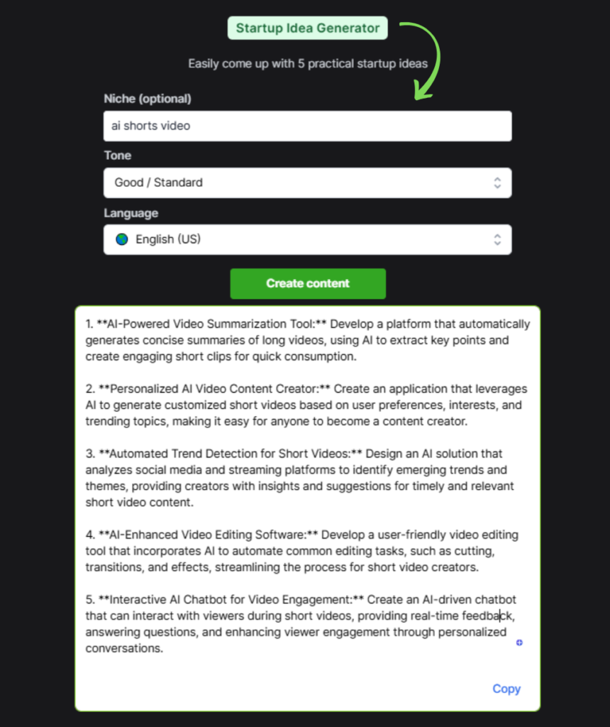 copylime startup idea generator