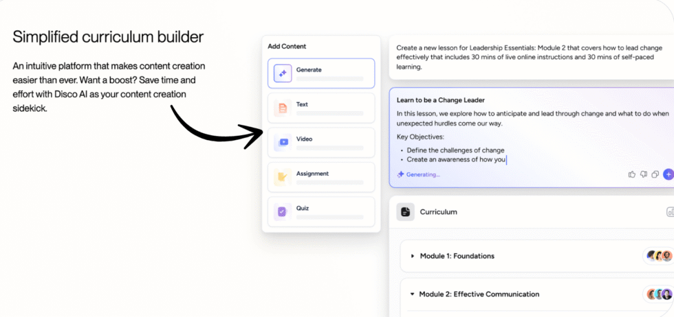Disco Simplified Curriculum Builder