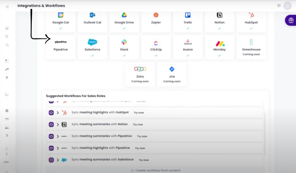 meetgeek integrations & workflow