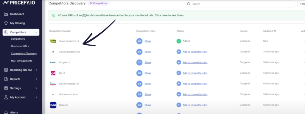 pricefy competitors discovery