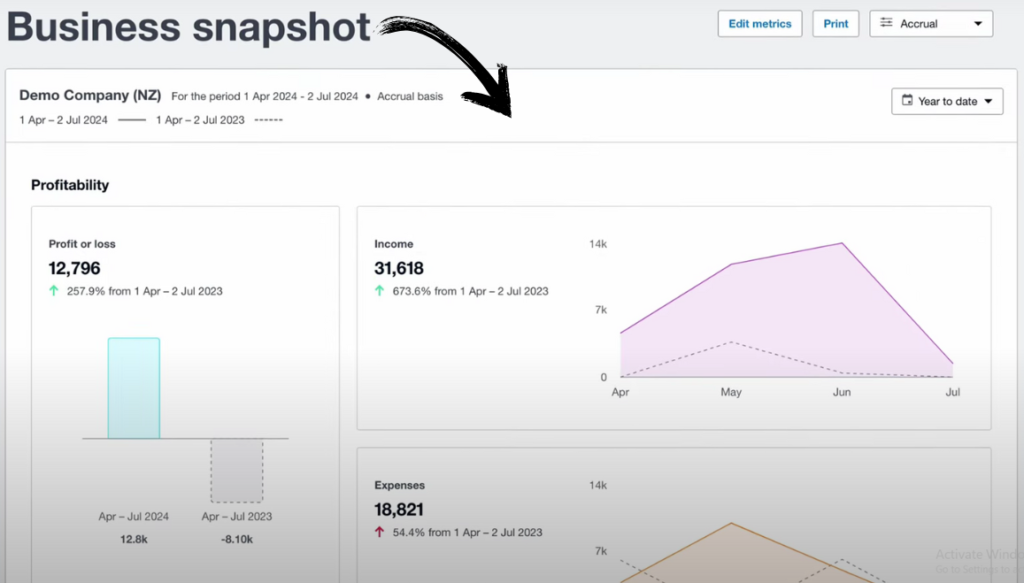 xero business snapshot