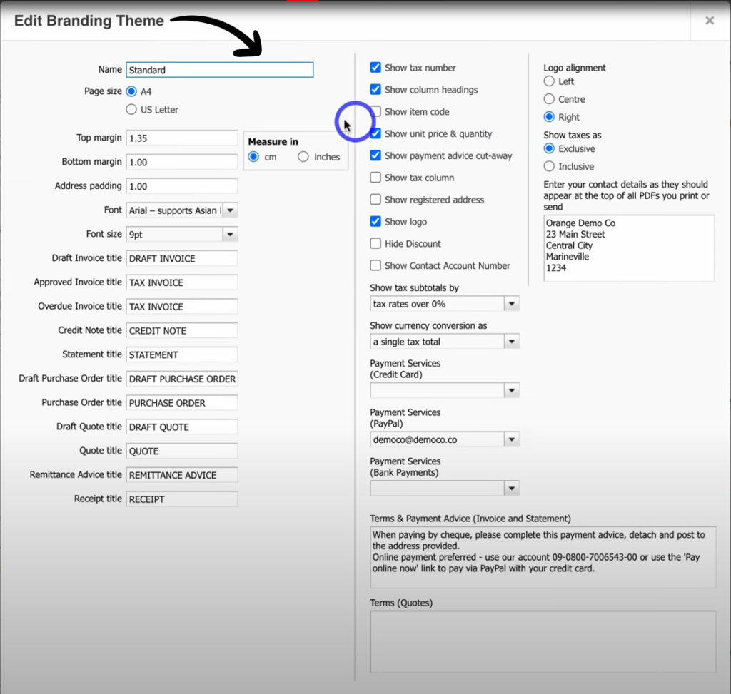 xero invoice templates