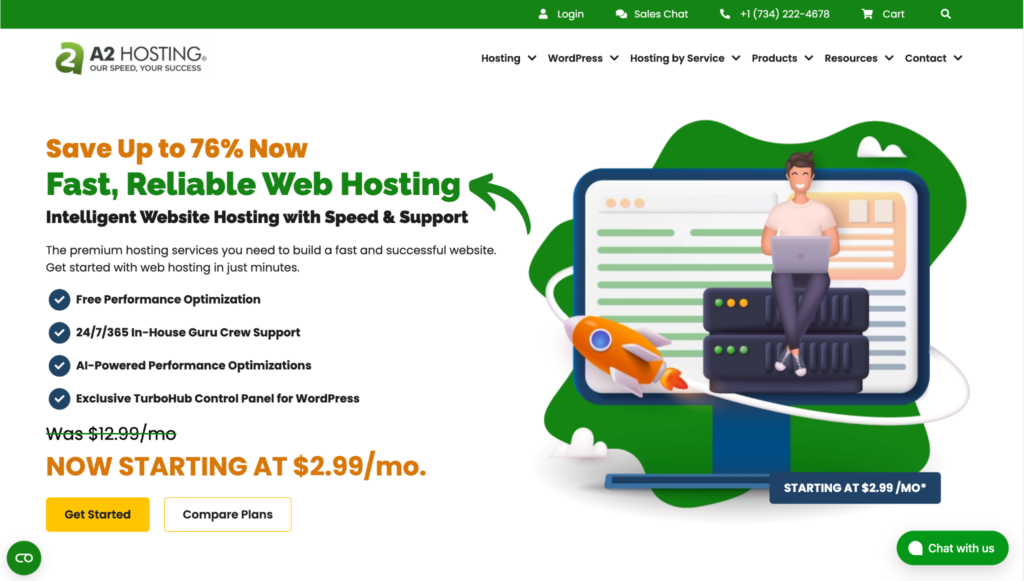 A2 Hosting Homepage