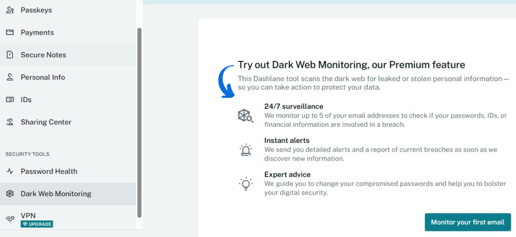 Dashlane Dark Web Monitoring