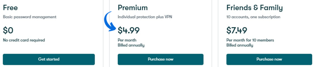 Dashlane Pricing