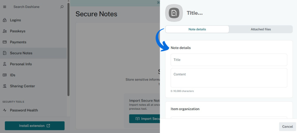 Dashlane Secure Notes