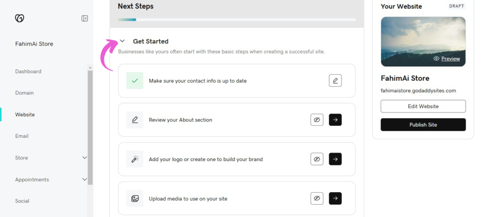 GoDaddy User-Friendly Website Builder Image