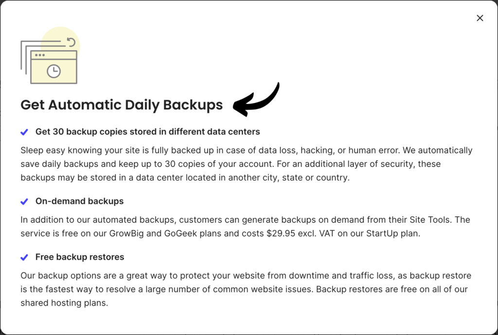 SiteGround Free Daily Backups