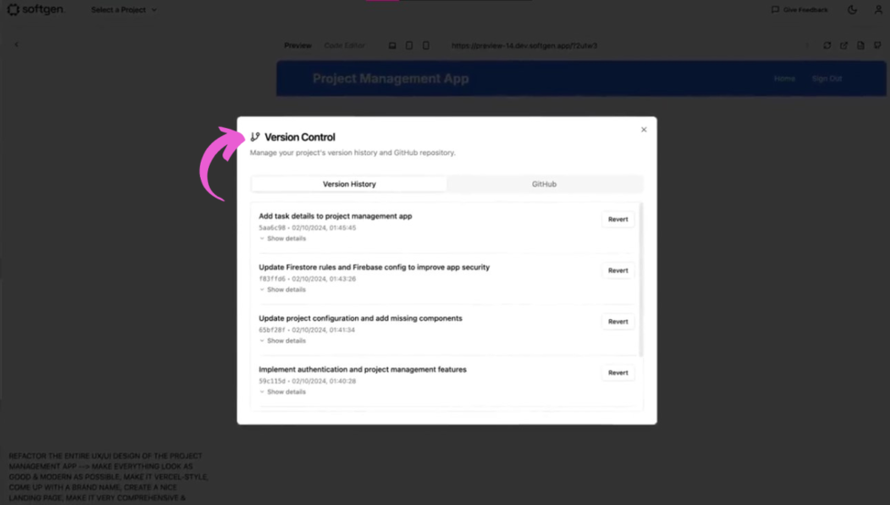 Softgen Project Version Control