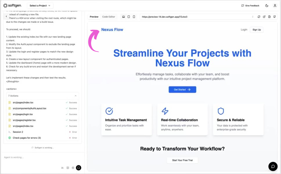 SoftGen Streamline Projects with Nexus Flow