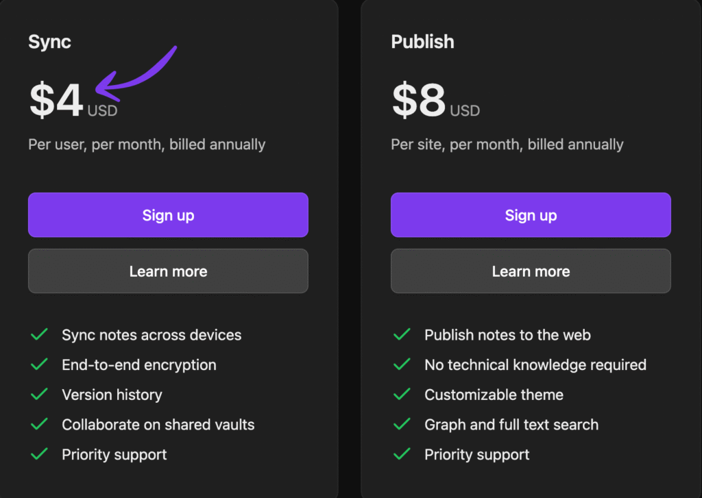 obsidian pricing