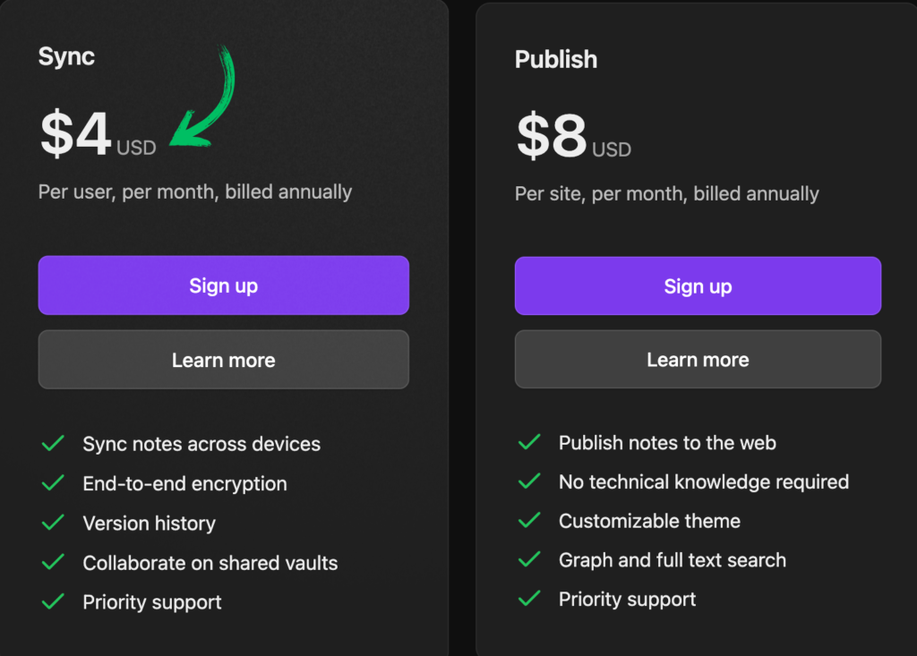 obsidian pricing