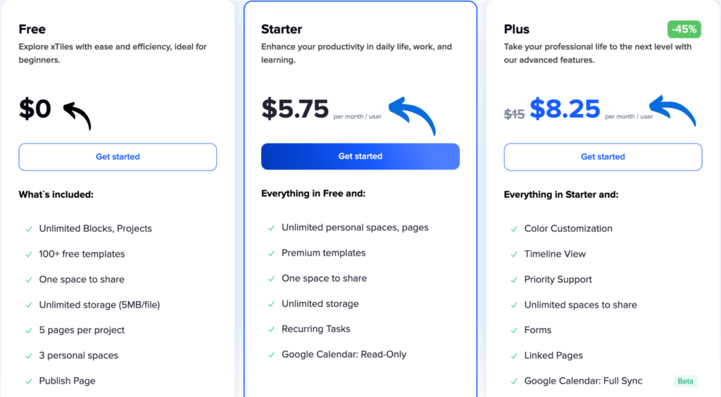 xTiles Pricing