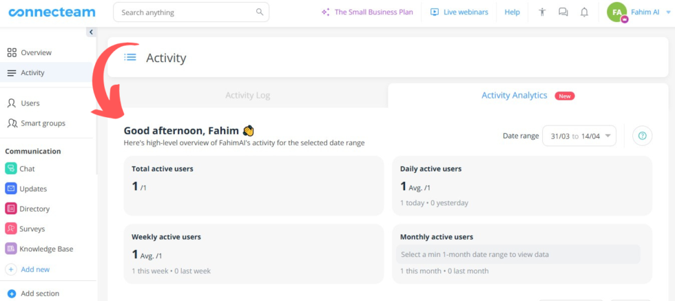 Connecteam Activity Analytics Image