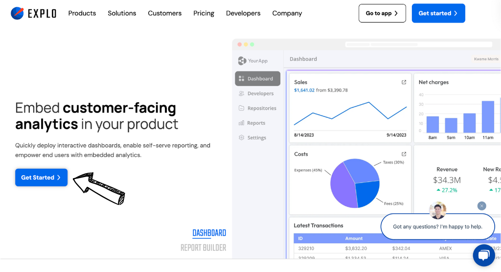 Explo Review: Analytics Solution for Any Platform in 2025? 3 Explo homepage