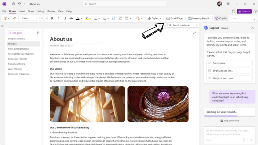 Microsoft OneNote copilot