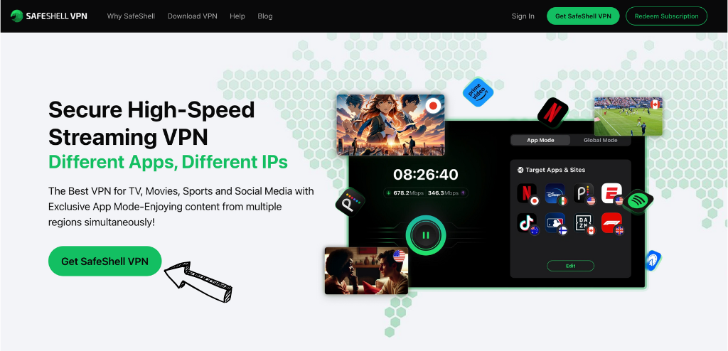 SafeShell VPN Review: Best for Security & Streaming in 2025? 3 SafeShell VPN homepage