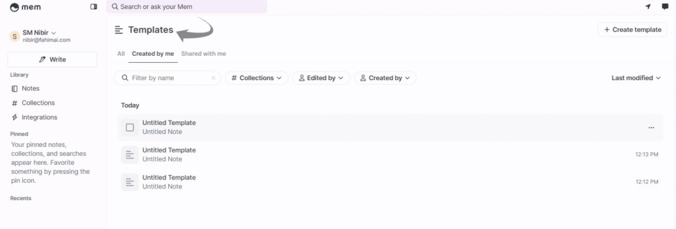 Mem AI Create Templates Image