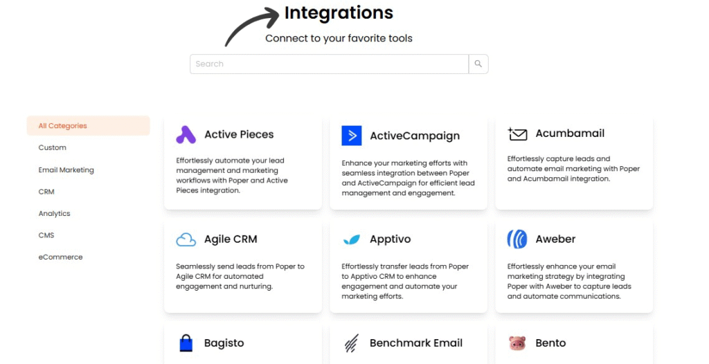 Poper AI Popular Integrations
