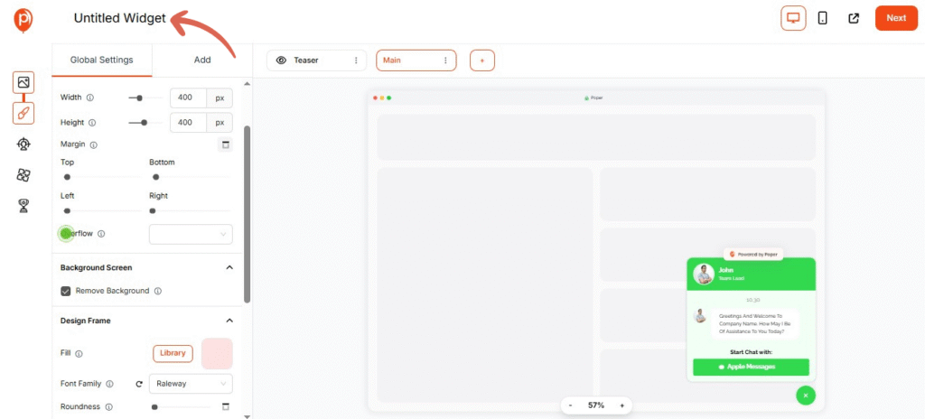 Poper AI Widget Generator