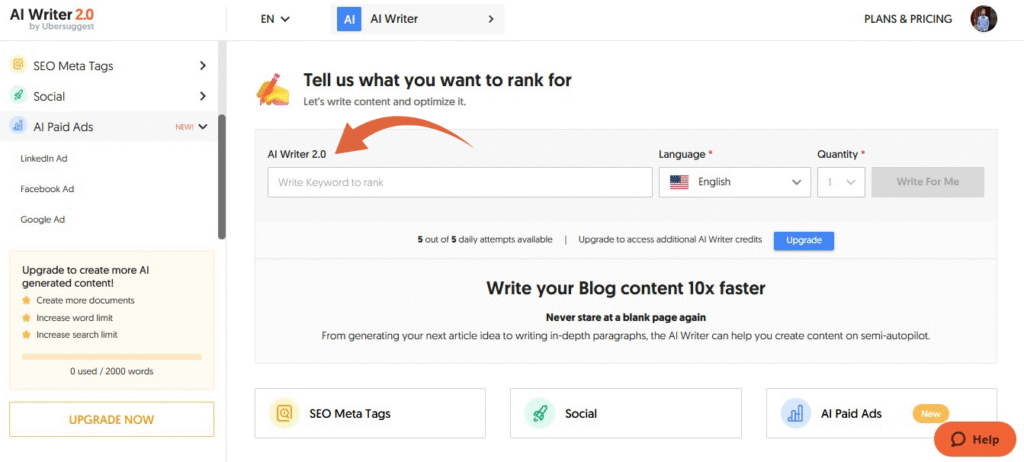 Ubersuggest Review: Top Budget-Friendly SEO Tool in 2025? 8 Ubersuggest AI Content Writer