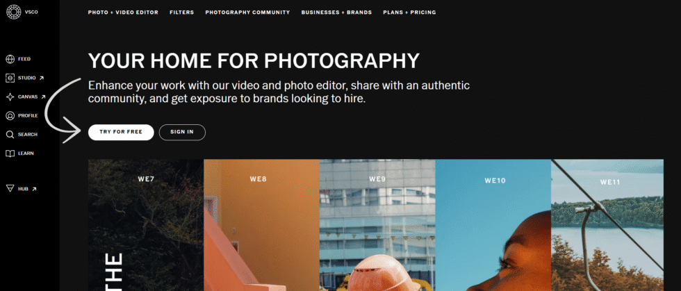 VSCO Homapage