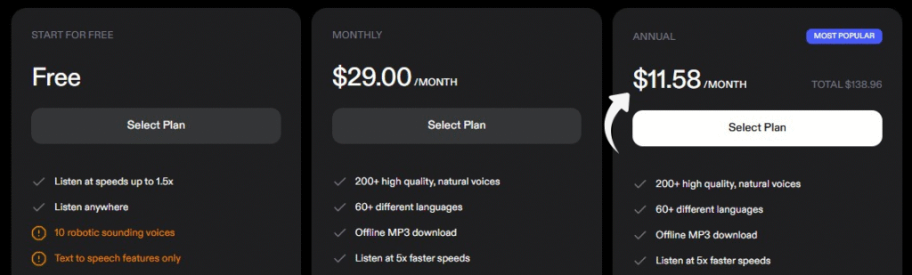 Speechify Pricing