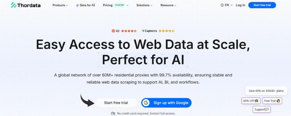 ThorData Got Me 60M+ IPs for Cheap — 2026 Review 4 ThorData Homepage
