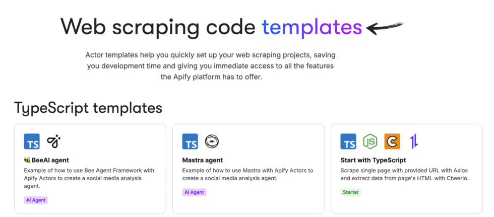 Apify Code templates