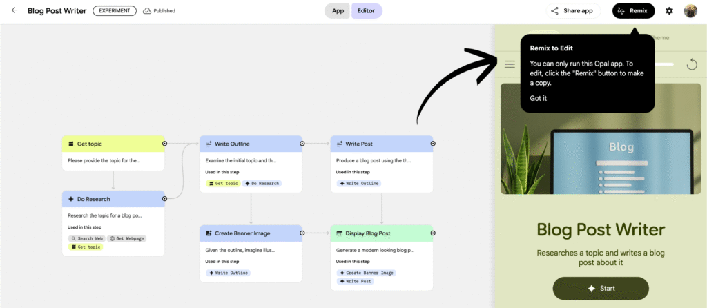 Google Opal Review: Build AI Mini-Apps Instantly in 2025? 5 google opal Blog Post Writer