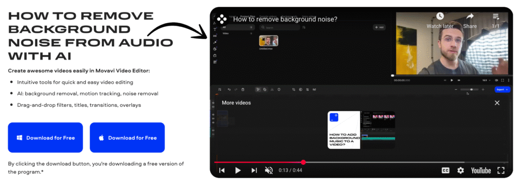 movavi background noise remover