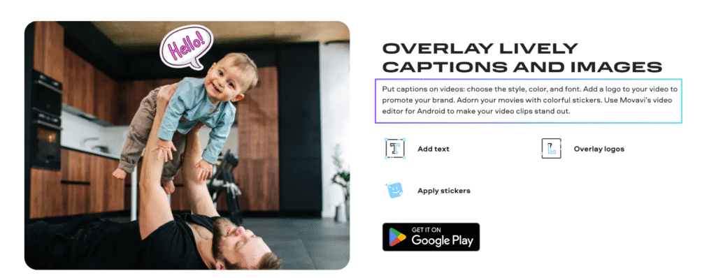 movavi overlay lively captions and imgaes